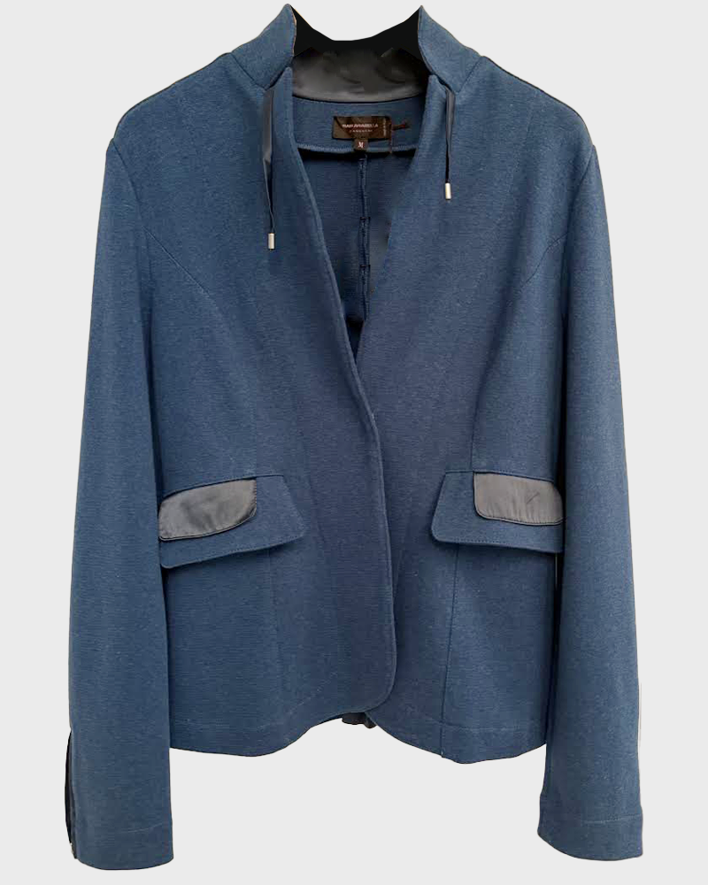 COTTON BLAZER WITH SILK DETAILS: DENIM