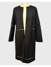 DOUBLE FACE WOOL COAT W/ TULLE INSERTS: BLACK