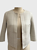 DOUBLE FACE COLLARLESS JACKET: IVORY-SAND SQUARES
