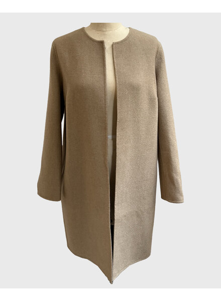DOUBLE FACE CASHMERE COAT W/O TULLE: CAMEL(OUTSIDE), STRIPE(INSIDE): CAMEL