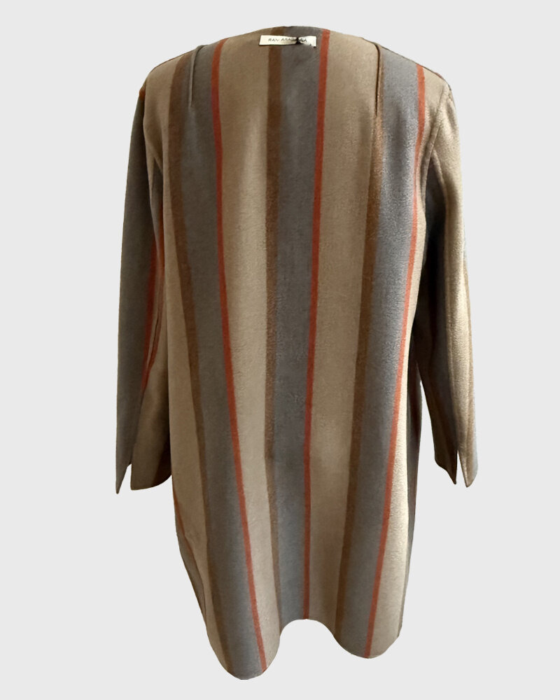 DOUBLE FACE CASHMERE COAT W/O TULLE: CAMEL(OUTSIDE), STRIPE(INSIDE): CAMEL