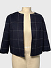 DOUBLE FACE COLLARLESS JACKET: NAVY-GRAY SQUARES