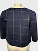 DOUBLE FACE COLLARLESS JACKET: NAVY-GRAY SQUARES