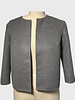 DOUBLE FACE COLLARLESS JACKET: NAVY-GRAY SQUARES