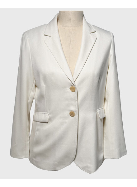 CASHMERE TWILL 2 BUTTON BLAZER: IVORY