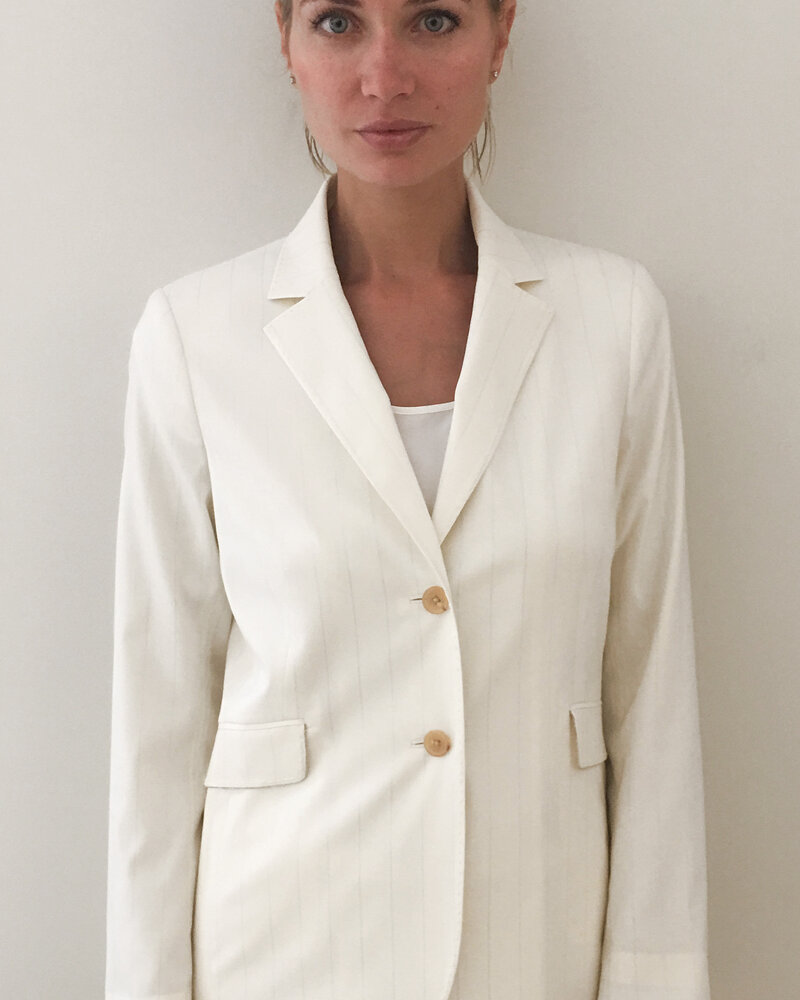 CASHMERE TWILL 2 BUTTON BLAZER: IVORY