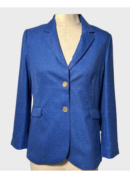 CASHMERE TWILL 2 BUTTON BLAZER: COBALT