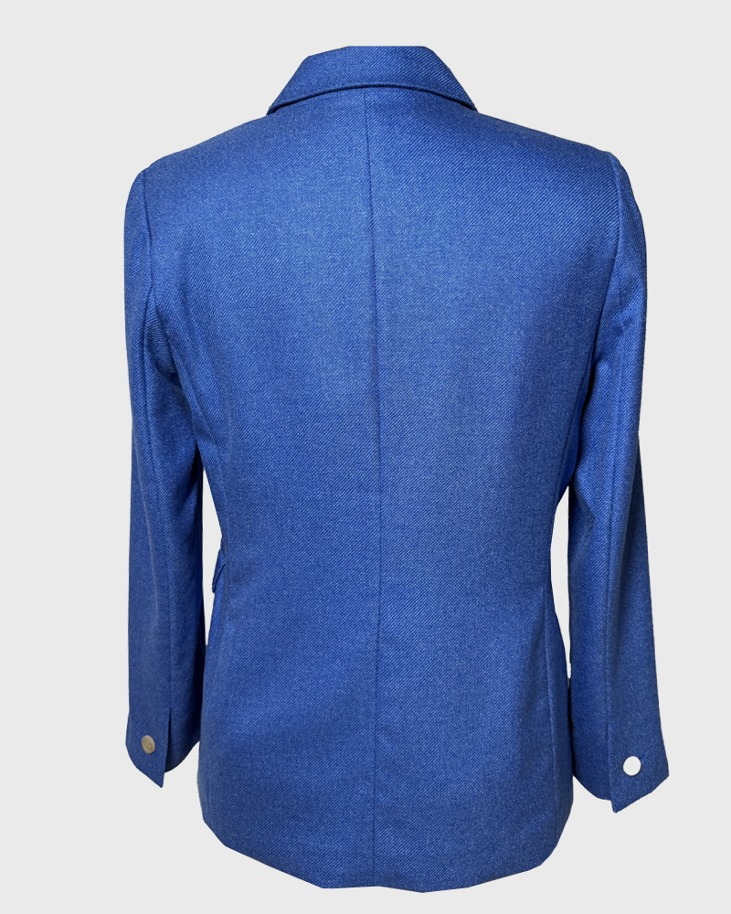 CASHMERE TWILL 2 BUTTON BLAZER: COBALT