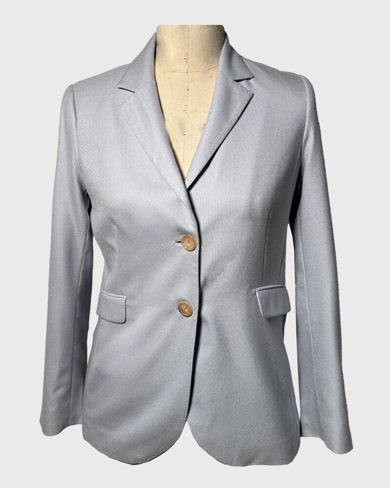 CASHMERE TWILL 2 BUTTON BLAZER: L. BLUE