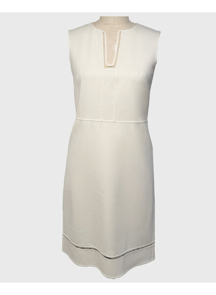 DOUBLE FACE WOOL DRESS W/ INSETS: IVORY