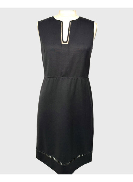 DOUBLE FACE WOOL DRESS W/ INSETS: BLACK