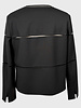 DOUBLE FACE WOOL COLLARLESS JACKET WITH TULLE INSETS: BLACK