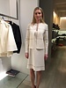 DOUBLE FACE WOOL COLLARLESS JACKET WITH TULLE INSETS: IVORY