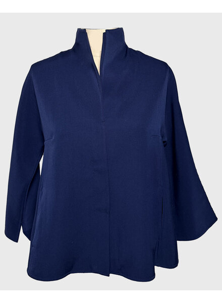 DOUBLE FACE WOOL CAPELET: NAVY
