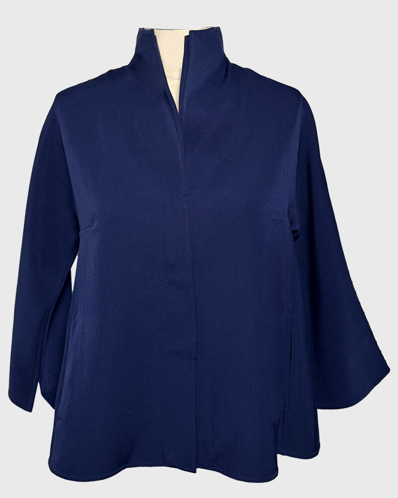 DOUBLE FACE WOOL CAPELET: NAVY
