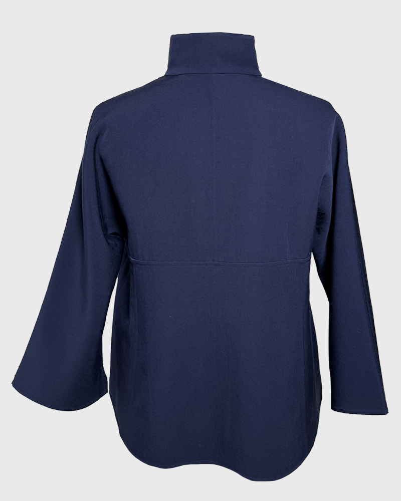 DOUBLE FACE WOOL CAPELET: NAVY