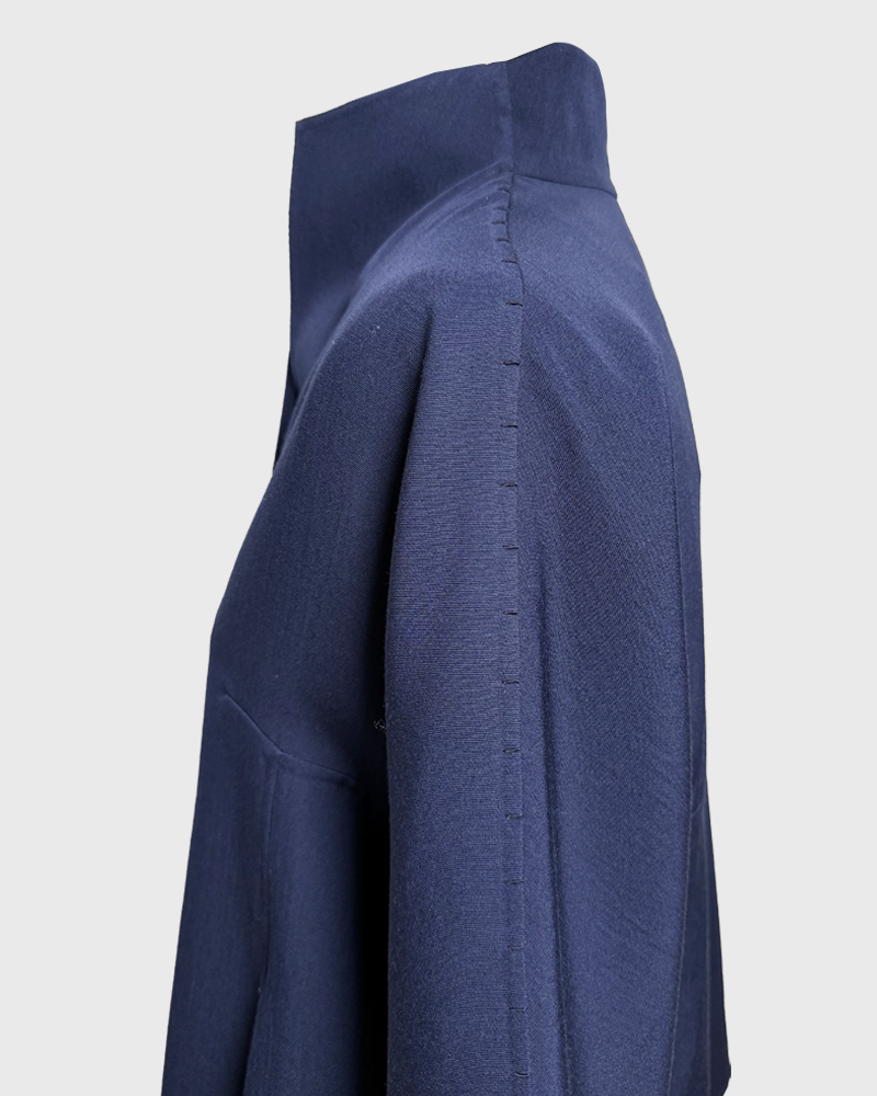 DOUBLE FACE WOOL CAPELET: NAVY