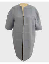 DOUBLE FACE PATCHWORK COAT: LIGHT BLUE-PEARL