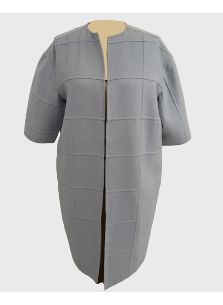 DOUBLE FACE PATCHWORK COAT: LIGHT BLUE-PEARL