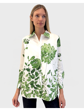 FRONT PLEAT COTTON SHIRT: ORTENSIA: GREEN