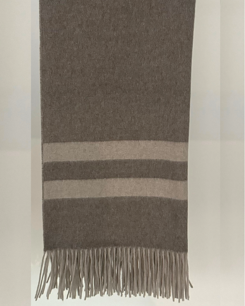 ST TROPEZ REVERSIBLE PLAID -  137X180 CM:  95%WS 5%WO: CHOCOLATE: BEIGE