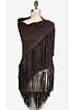 TRIANGLE LEATHER FRINGES CASHMERE SHAWL