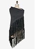 TRIANGLE LEATHER FRINGES CASHMERE SHAWL