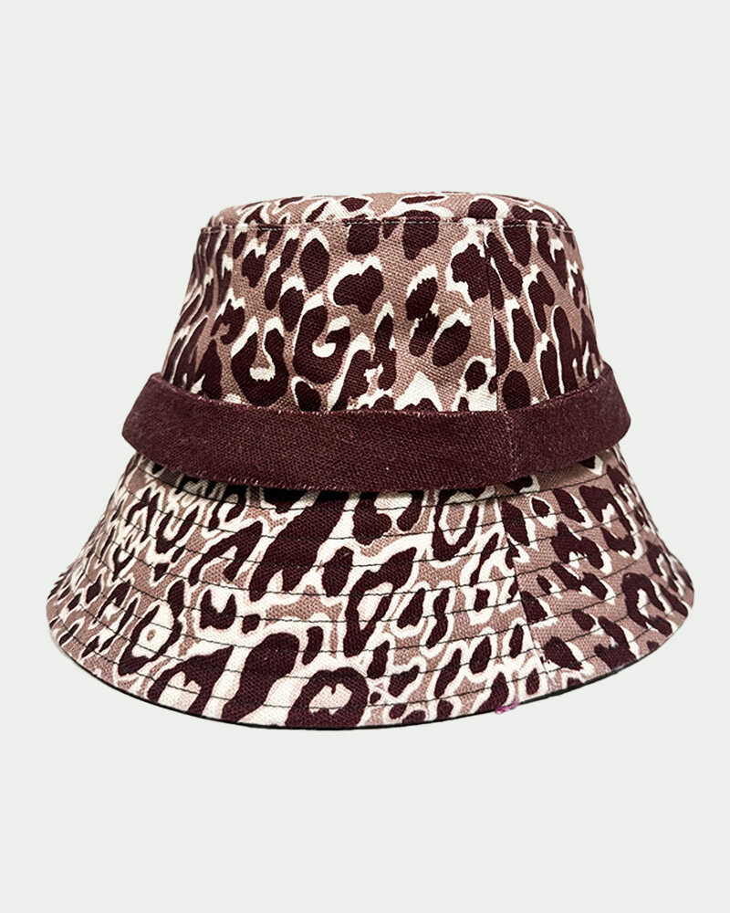 PRINTED SILK HAT : LEOPARD: CHOCOLATE AND IVORY