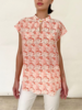 SILK SLEEVELESS BLOUSE: MINI TULIPS CORAL