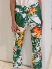 SILK PANTS W/ DRAW-STRINGS: TROPICAL-YELLOW
