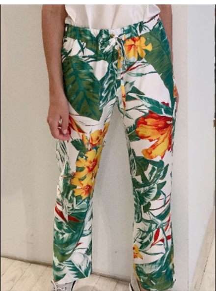 SILK PANTS W/ DRAW-STRINGS: TROPICAL-YELLOW