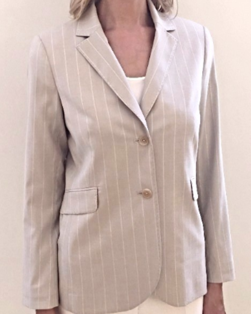 BUTTONS LUREX STRIPE BLAZER: TAUPE