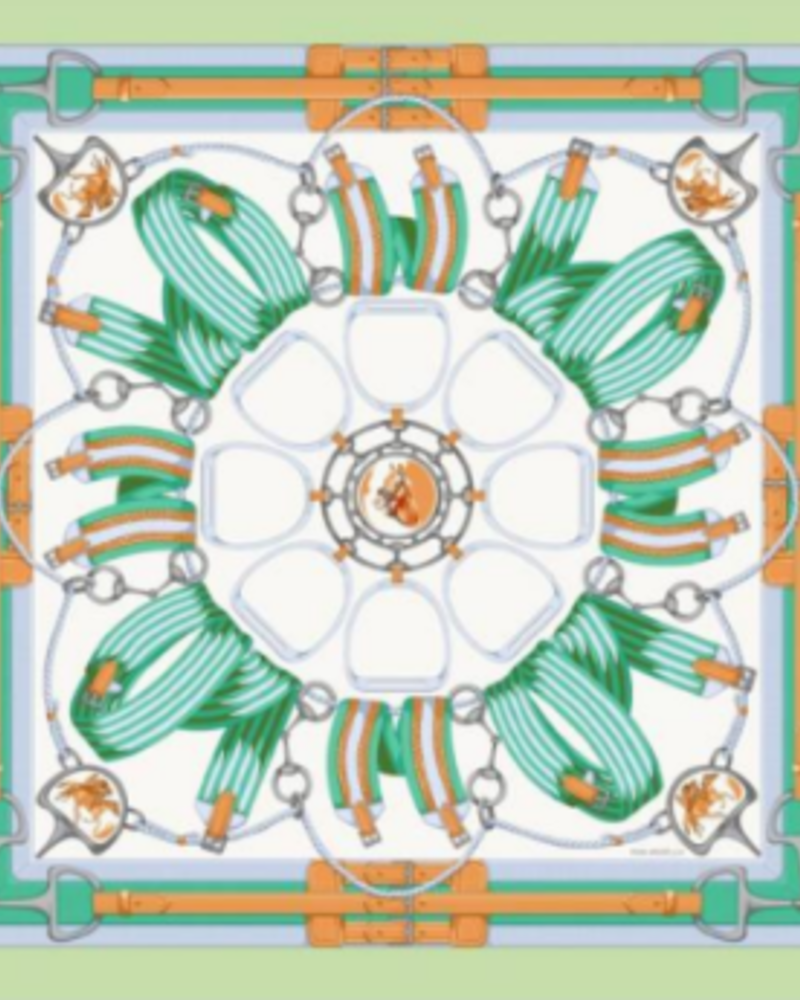 SILK PRINTED SCARF: STIRRUPS: FOREST