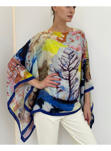 CASHMERE PRINTED PONCHO: MAYFAIR: MULTICOLOR