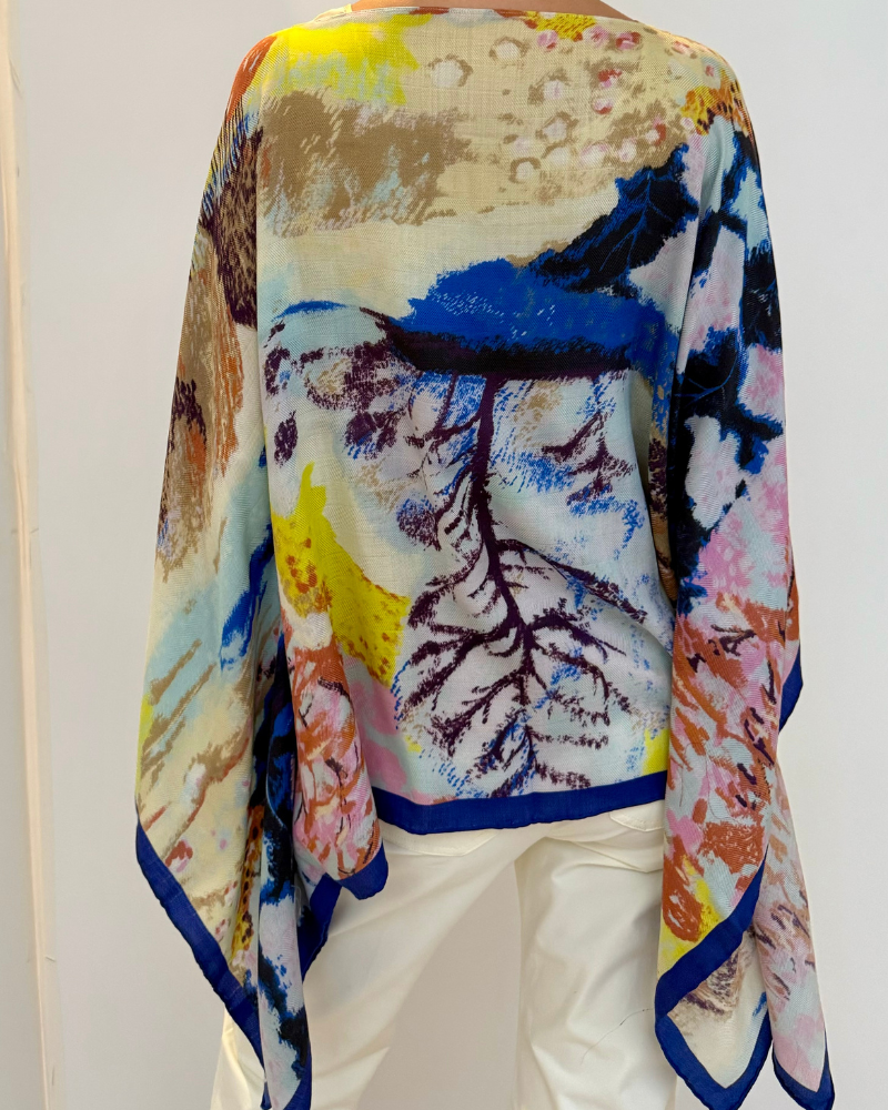 CASHMERE PRINTED PONCHO: MAYFAIR: MULTICOLOR