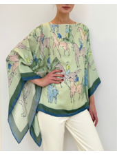 CASHMERE PRINTED PONCHO: KENSINGTON: GREEN