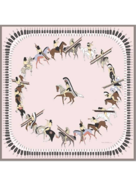 SILK PRINTED SCARF: NATIVE AMERICAN: PINK