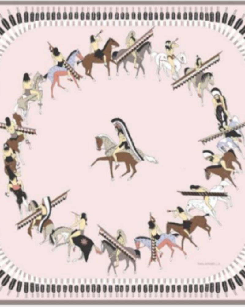 SILK PRINTED SCARF: NATIVE AMERICAN: PINK
