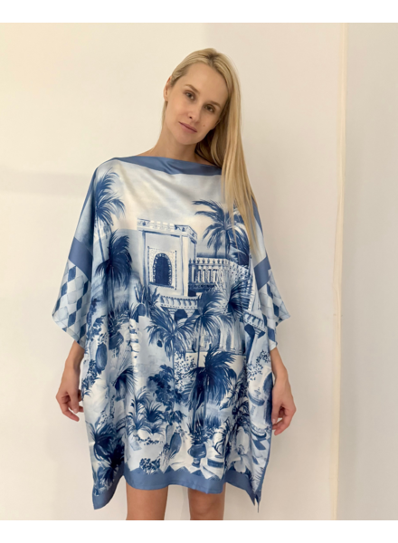 PRINTED SILK KAFTAN: ROMA: BLUE