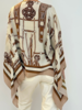 CASHMERE PRINTED PONCHO: BITS: BROWN