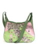 PRINTED LINEN AND LEATHER SHOULDER BAG: MAP OF ITALY: CELADON
