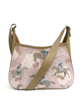 PRINTED LINEN AND LEATHER SHOULDER BAG: POLO: PINK