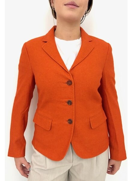 CASHMERE-SILK 3 BUTTON BLAZER: ORANGE