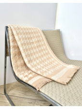 CORSICA THROW: PIED DE POULE: CAMEL AND IVORY