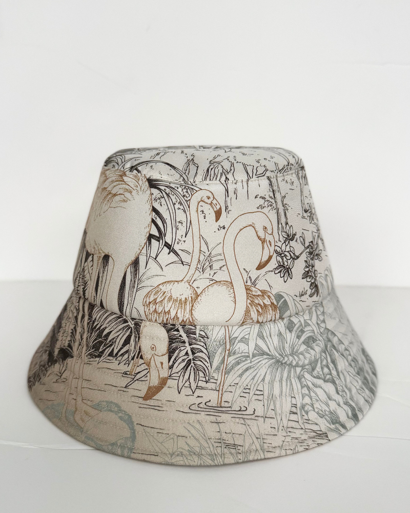 PRINTED SILK  BUCKET HAT: SAFARI: MULTI
