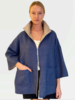 CASHMERE DOUBLE FACE  SHORT SLEEVE  REVERSIBLE JACKET: NAVY: BEIGE