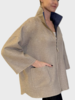 CASHMERE DOUBLE FACE  SHORT SLEEVE  REVERSIBLE JACKET: NAVY: BEIGE