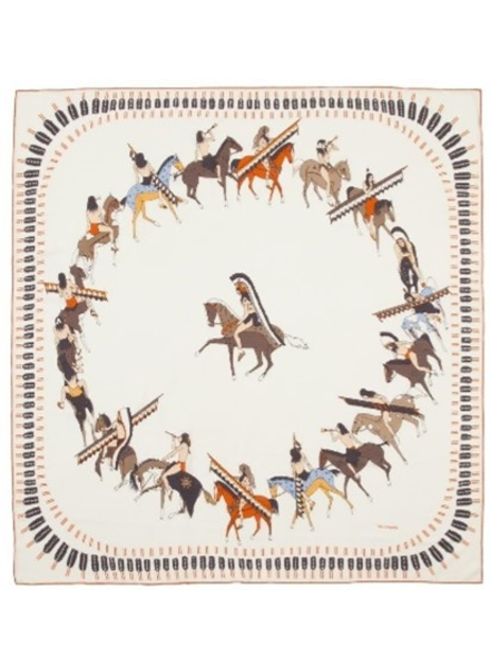 CASHMERE PRINTED PONCHO: NATIVE AMERICAN: BEIGE