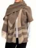 CASHMERE DOUBLE FACE  PONCHO WITH SCARF: CHOCOLATE: BEIGE