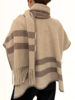 CASHMERE DOUBLE FACE  PONCHO WITH SCARF: CHOCOLATE: BEIGE